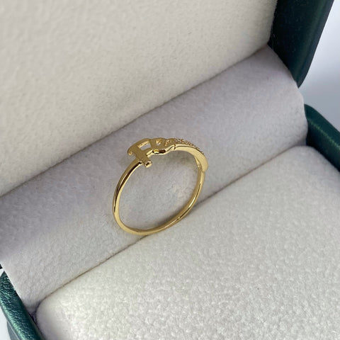 Anillo Fé Circones Blancos Oro amarillo 18k / Talla 7 1/2 / 1,16 Gr