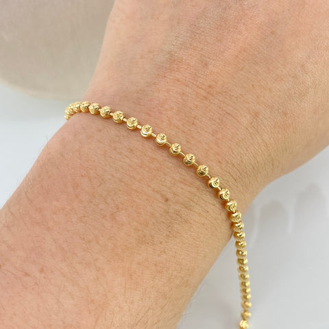 Pulso ● Militar Diamantada Luna Oro amarillo 18k +1 / 6,15 Gr / 3 mm / 20,5 Cm †