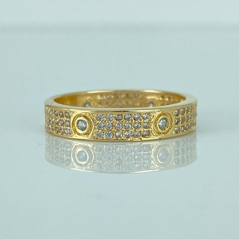Anillo Tornillo CT Circones Blancos Oro amarillo 18k / Talla 7 1/2 / 3,62 Gr *