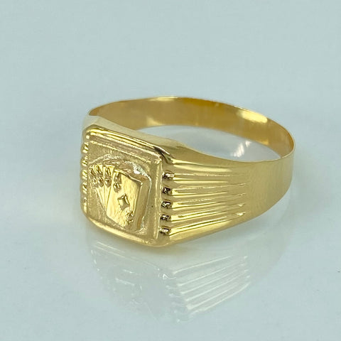 Anillo Sello Cartas Oro amarillo 18k / Talla 10 1/4 / 2,08 Gr †