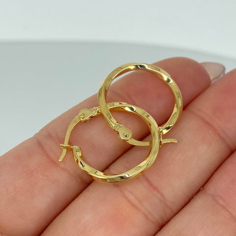 Candongas Melcochas Cuadradas Oro amarillo 18k 1,43 Gr / 2,1 Cm  †