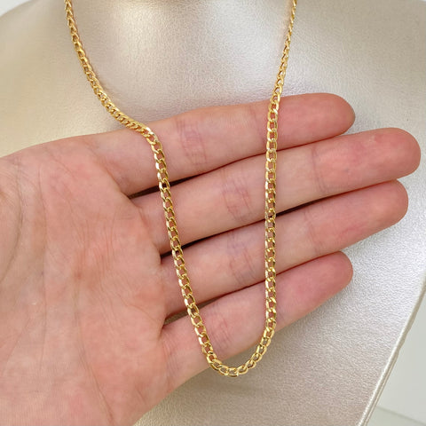 Cadena ● Cubana Oro amarillo 18k 3,18 Gr / 3 mm / 40 Cm