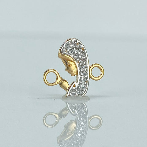 Herraje Virgen Maria Circones Blancos Oro amarillo 18k 0,68 Gr / 1,3 Cm  *