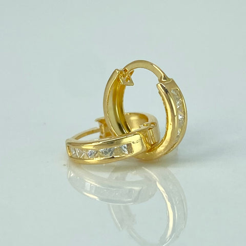 Candongas Circones Blancos Oro amarillo 18k 0,9 Gr / 1,1 Cm *