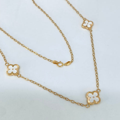 Cadena Aro Seguido Trebol Blanco Oro amarillo 5,00 Gr / 1,8 mm / 45 Cm *