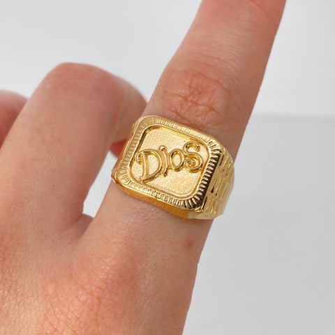 Anillo Sello Dios Oro amarillo / Talla 9 3/4 / 3,55 Gr †