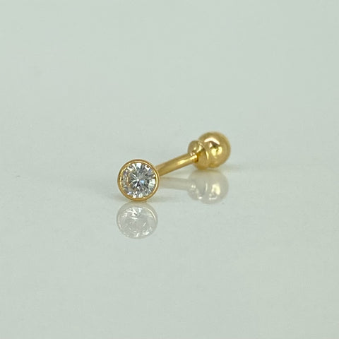 Piercing Circon Blanco Bola / Oro Amarillo 18k (Joya) / 0,31gr / 3,2mm / (Oreja)