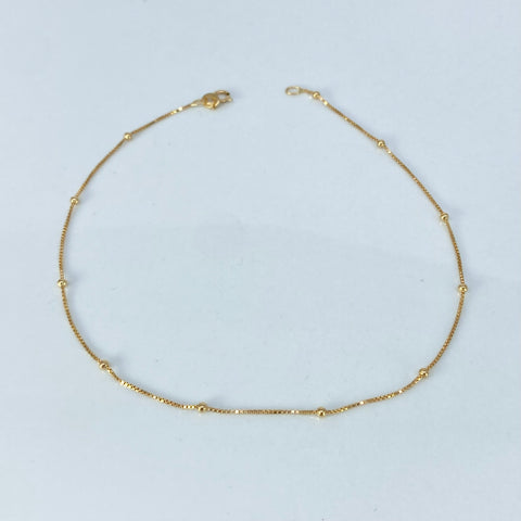 Tobillera ● Veneciana Bolas Lisas 2mm Oro amarillo 18k +1 / 1,15 Gr / 24,2 Cm