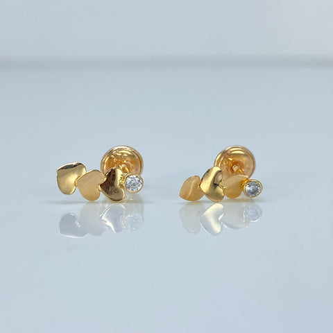 Topos Corazones Circon Blanco Oro amarillo 18k 0,67 Gr / 4,4 mm  *