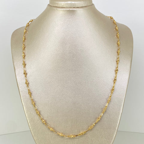 Cadena Rustica Eslabones Bola Diamantada Oro amarillo 18k 13,35 Gr / 4 mm / 60 Cm