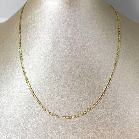Cadena Italy Plana Diamantada Tres oros 18k 3,0 Gr / 2 mm / 40 Cm