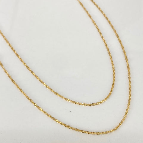 Cadena ● Singapur Oro amarillo 18k +3 / 0,95 Gr / 1 mm / 45 Cm *