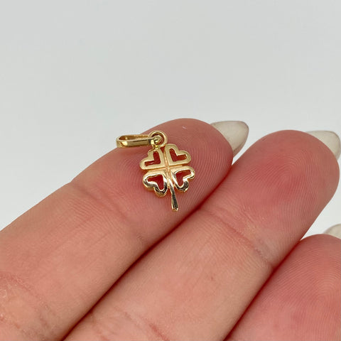 Dije Trebol Corazones Oro amarillo 18k 0,65 Gr / 1,7 Cm