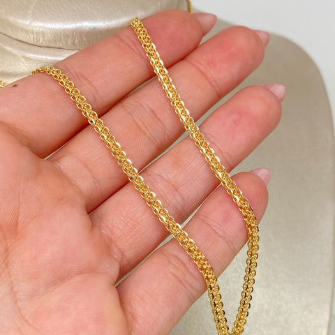Cadena ● Aro Seguido Mini Militar Oro amarillo 18k +1 / 7,6 Gr / 2,9 mm / 45 Cm *