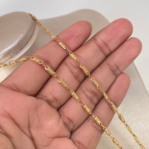 Cadena Rustica Eslabones Diamantados Oro amarillo 6,05 Gr / 3 mm / 60 Cm *