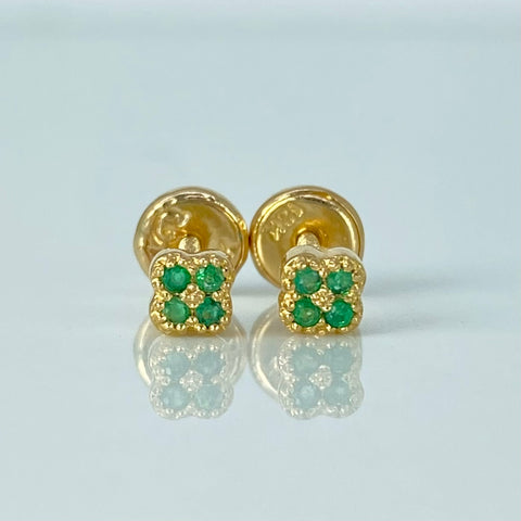 Topos Trebol Esmeraldas 6PTS Oro amarillo 0,9 Gr / 3,8 mm *