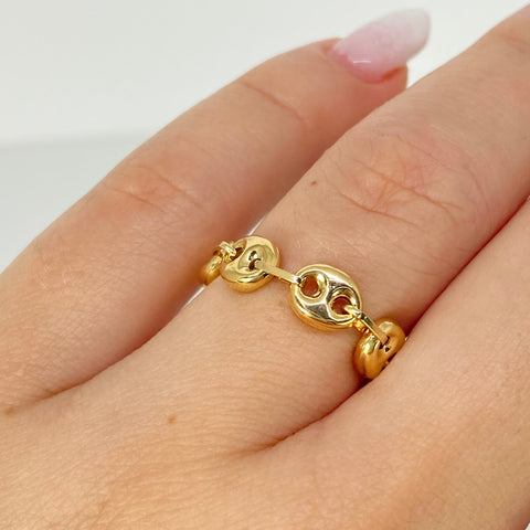 Anillo GC Liso 7 Eslabones  Oro amarillo 18k / Talla 5 3/4 / 1 Gr / 5,3 mm *