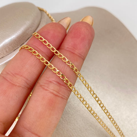 Cadena ● Cubana Oro amarillo 18k 2,65 Gr / 2,5 mm / 50 Cm †