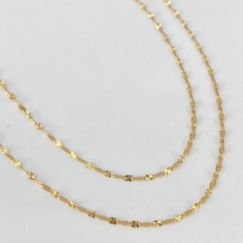 Cadena ● Flor Espejo Diamantado Oro amarillo 18k 1,05 Gr / 1,5 mm / 50 Cm