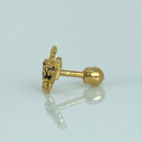 Piercing Caballo Circones Negros / Oro amarillo 18k ( Joyas ) / 0,53 Gr / 6.5mm / (Oreja)