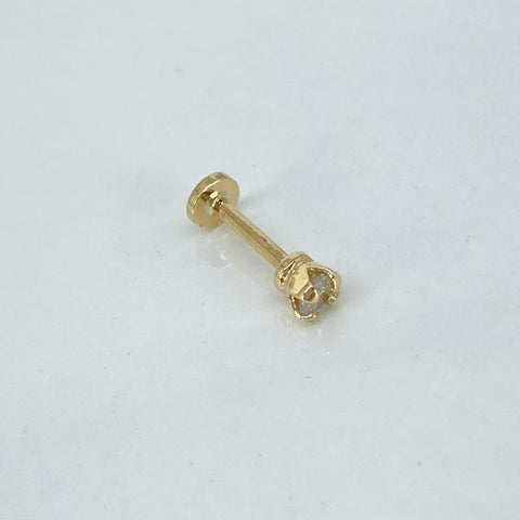 Piercing Circon Blanco 3mm / Oro Amarillo 18k (Joya) / 0,39gr / 1.1cm / (Oreja) *