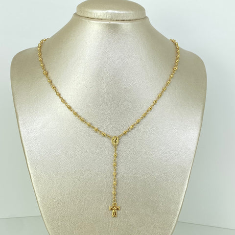Rosario Virgen Milagrosa Bolas Lisas  Oro amarillo 18k 7,15 Gr / 4 mm / 45 Cm *