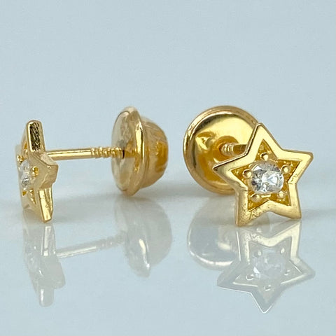 Topos Estrella Circones Blancos Oro amarillo 18k 0,75 Gr / 6 mm †