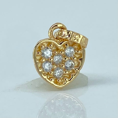 Dije Corazon Circones Blancos Oro amarillo 0,54 Gr / 1,3 Cm †