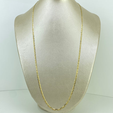 Cadena ● Escalera Plana Diamantada Tres oros 18k 5,67 Gr / 2,6 mm / 60 Cm *