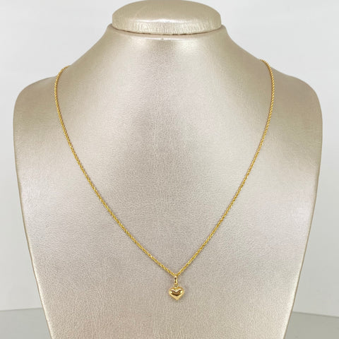 Set Cadena ● Lazo + Dije Corazon Oro amarillo 18k 1,9 Gr / 1,3 mm / 50 Cm †