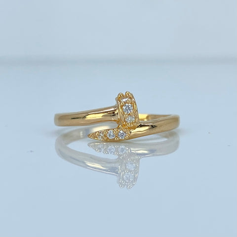 Anillo Clavo CT Circones Blancos Oro amarillo 18k / Talla 7 1/4 / 1,8 Gr *