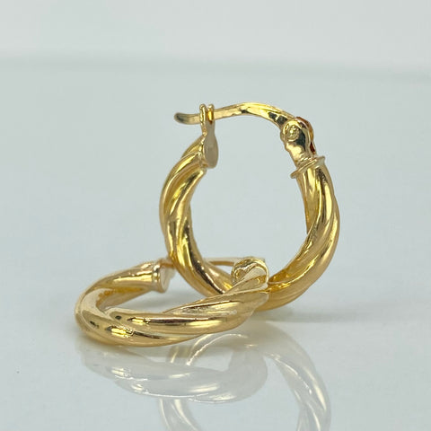 Candongas Entorchadas Oro amarillo 18k 1,81 Gr / 1,8 Cm  *