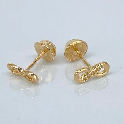 Topos Infinito Circones Blancos Oro amarillo 18k 0,75 Gr / 8 mm †