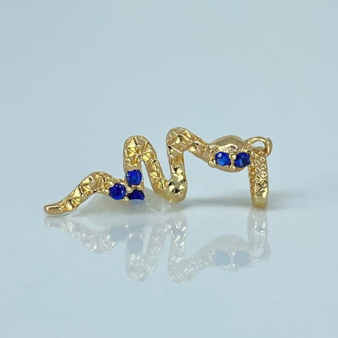 Dije Serpiente Circones Azules Oro amarillo 0,75 Gr / 2,6 Cm