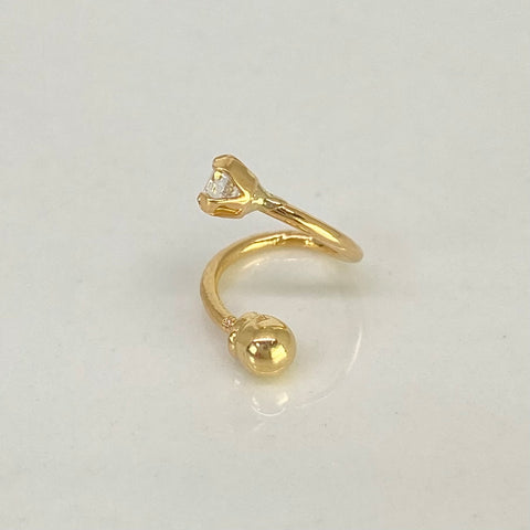 Piercing Espiral Circones Blancos / Oro Amarillo 18k (Joya) / 0,53 gr / 3,4 mm / (Oreja) †