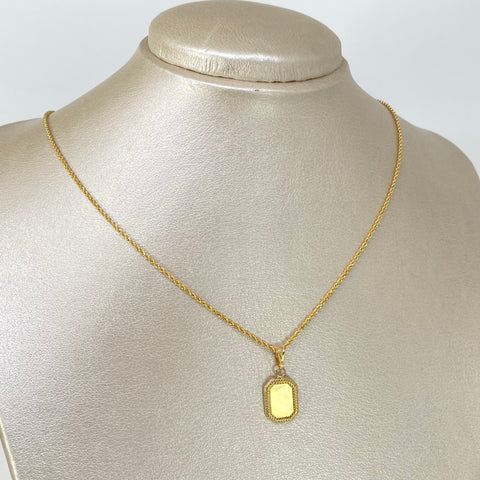 Set Cadena ● Lazo + Dije Placa Rectangular Oro amarillo 18k 1,95 Gr / 1,5 mm / 45 Cm *