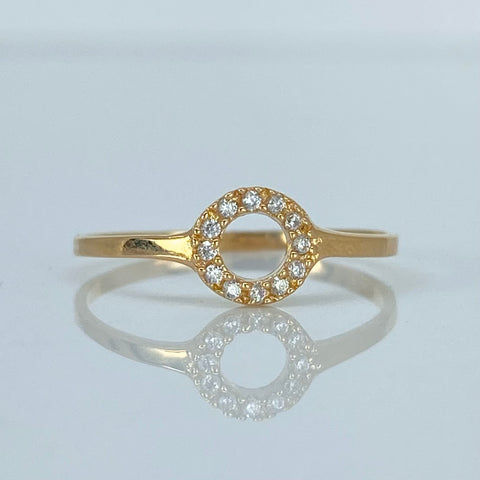 Anillo Circulo Circones Blancos Oro amarillo 18k / Talla 6 1/4 / 1 Gr *