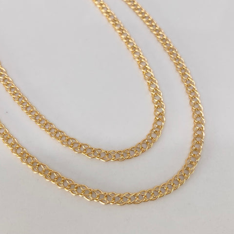 Cadena ● Cubana Doble Oro amarillo 18k 2,68 Gr / 2,5 mm / 45 Cm *