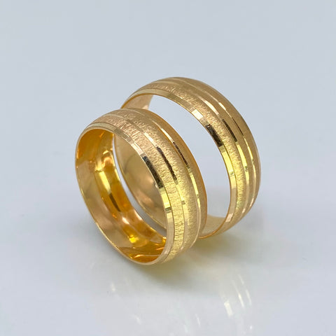 Anillo Argollas 3 Lineas Diamantadas POR FABRICACIÓN Oro amarillo 18k / Talla 7 / 10 Gr *