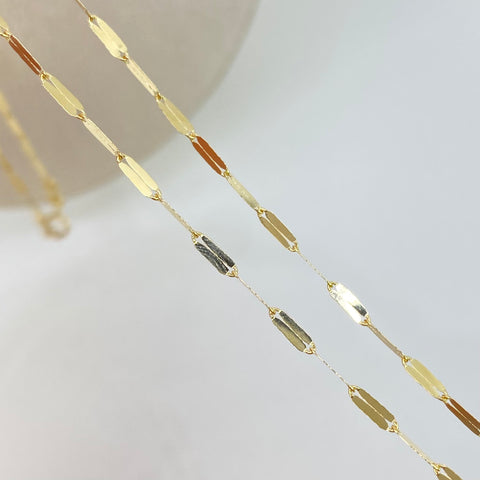 Set Cadena ● Flor Espejo + Dije Letra Y Oro amarillo 18k 2,1 Gr / 1,7 mm / 45 Cm †