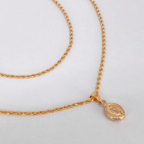 Cadena ● Set Lazo Virgen Guadalupe Mini Oro amarillo 18k 1,80 Gr / 1 mm / 50 Cm *