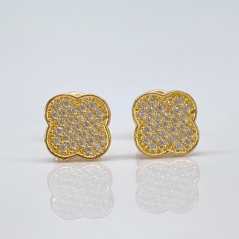 Topos Trebol Circones Blancos Oro amarillo 18k 1,06 Gr / 6,7 mm