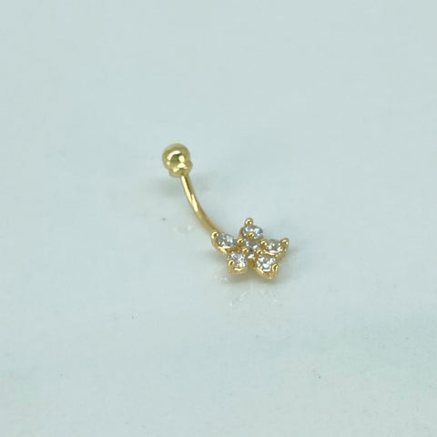 Piercing Flor Circones Blancos / Oro Amarillo 18k (Joya) / 0,65gr / 1.8cm / (Ombligo) *