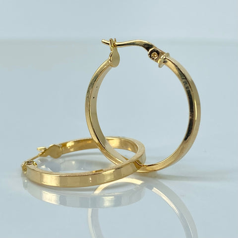 Candongas Redondas Cuadradas Oro amarillo 18k 2 Gr / 2,6 Cm *
