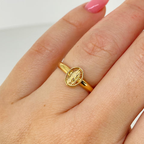 Anillo Virgen Guadalupe Oro amarillo 18k / Talla 5 1/2 / 0,9 Gr *