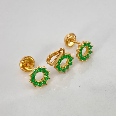 Dije Circulo + Topos 30 Esmeraldas 32PTS  Oro amarillo 1,95 Gr / 7 mm / 1,4 Cm †