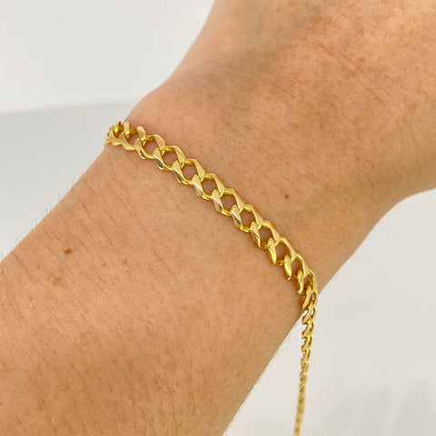 Pulso ● Cubano Oro amarillo 18k +1 / 6,85 Gr / 5,1 mm / 19 Cm