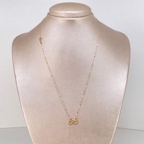 Set Cadena ● Crispeta + Dije Infinito Oro amarillo 18k 0,65 Gr / 1 mm / 45 Cm *