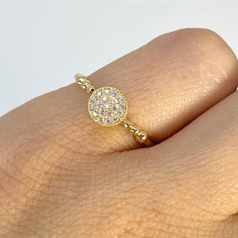 Anillo Circulo Central Circones Blancos Oro amarillo 18k / Talla 6 / 1,63 Gr *