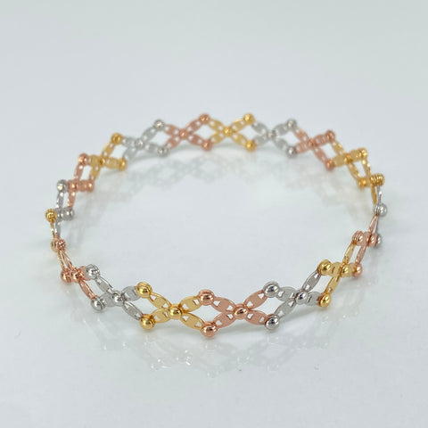 Anillo ● Pulsera Graduable Tres oros 18k / Desde La Talla 5 1/2 / +3 / 8,82 Gr †